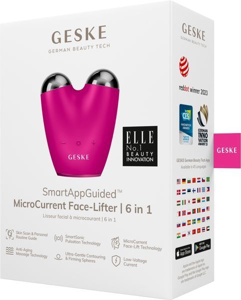 Мікрострумовий підтягувач обличчя GESKE MicroCurrent Face-Lifter 6в1 magenta HB0139 фото
