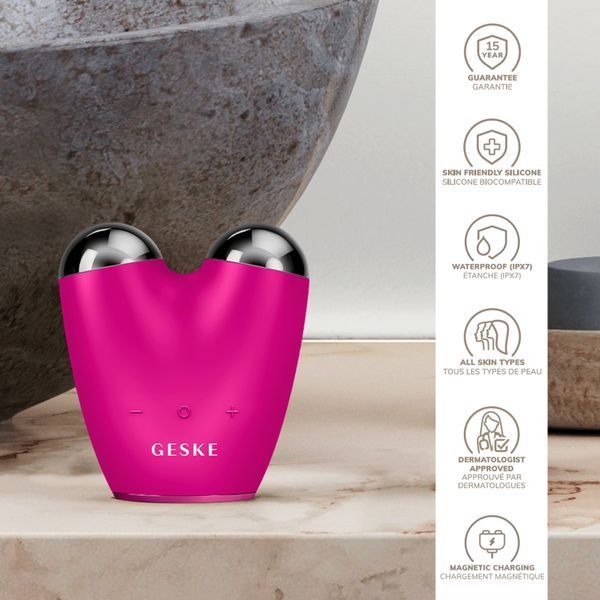 Мікрострумовий підтягувач обличчя GESKE MicroCurrent Face-Lifter 6в1 magenta HB0139 фото