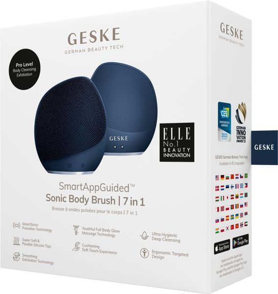 Ультразвукова щітка для тіла та інтенсивний пілінг GESKE Sonic Body Brush&Intensive Exfoliator 7в1 midnight HB0356 фото